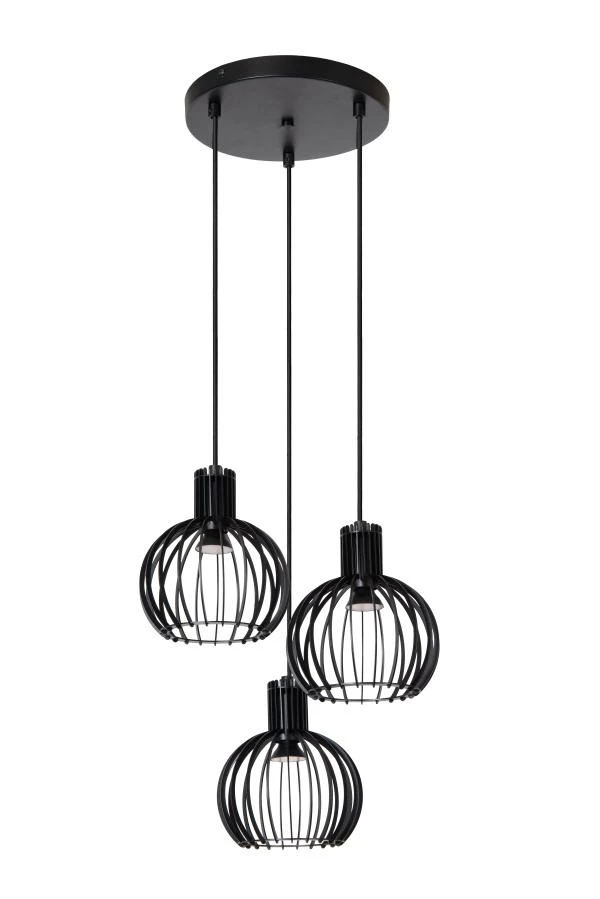 Lucide MIKAELA - Hanglamp - Ø 32 cm - 3xE14 - Zwart - uitgezet